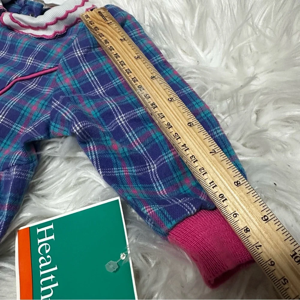 Healthtex one piece romper longsleeves plaid with collar ribbons 12 mos new